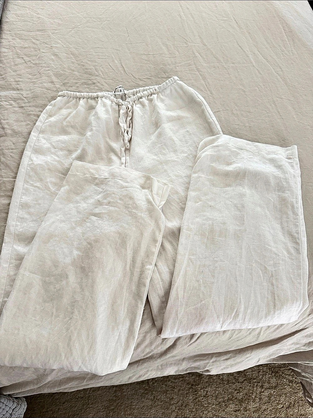 Reformation Wide Leg Lined Linen Pants White XS Like New
